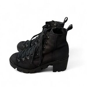 Schutz Grunge Black Sole Combat Ankle Boots lace up Boots